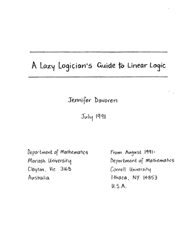 A Lazy Logician's Guide to Linear Logic